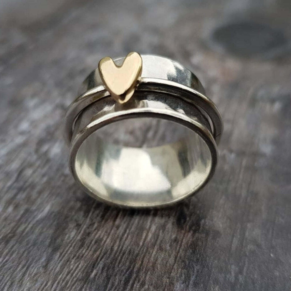 Vintage Silver Gold Heart Ring