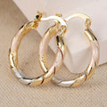 Vintage Round Hoop Gold Silver and Pink Earrings