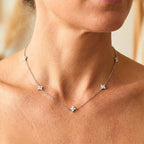 Beautiful Flower Inlaid Zirconia Necklace