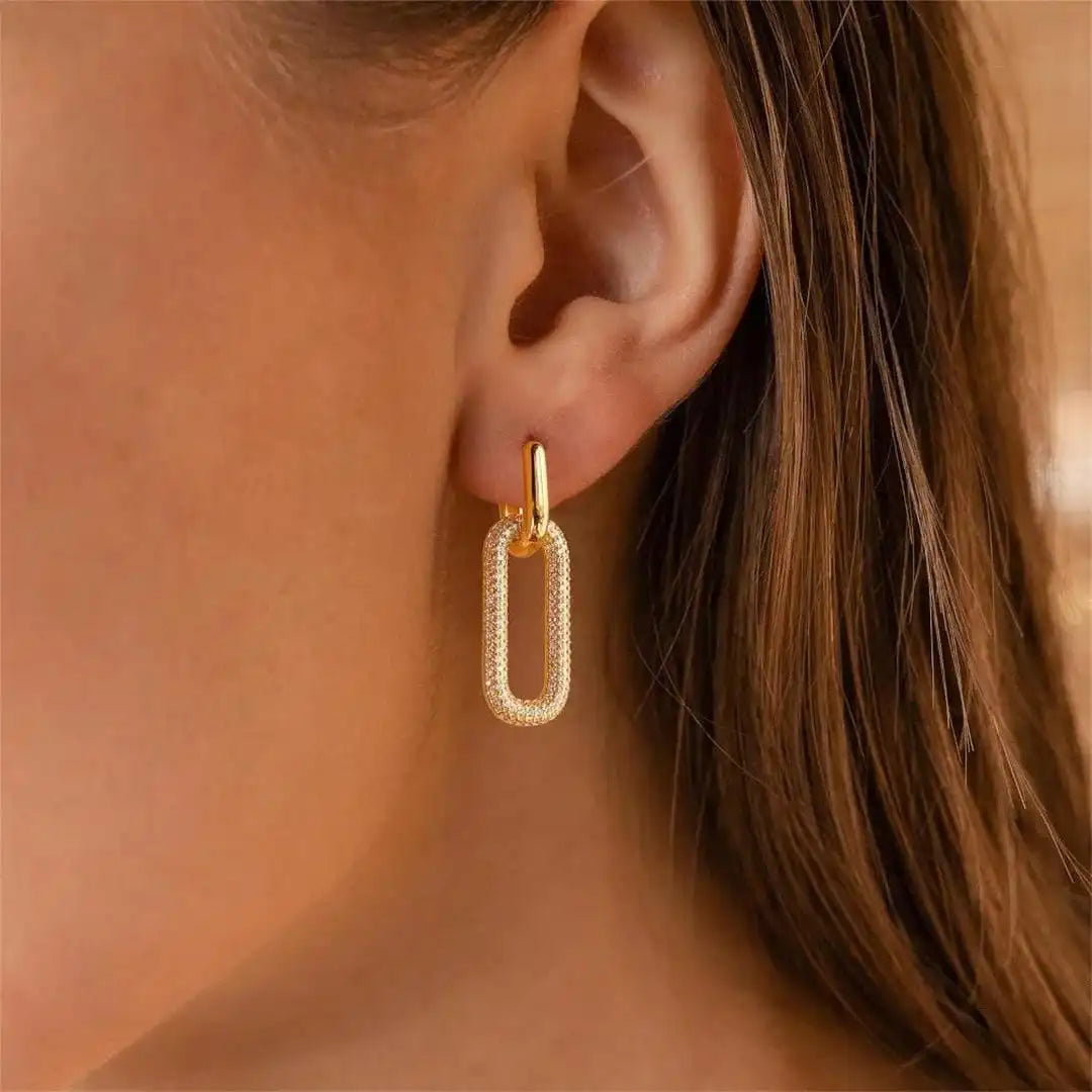 Retro Rhinestone Geometric Earrings
