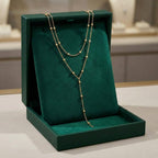 Golden Double Layer Long Tassel Bead Necklace