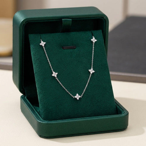 Beautiful Flower Inlaid Zirconia Necklace