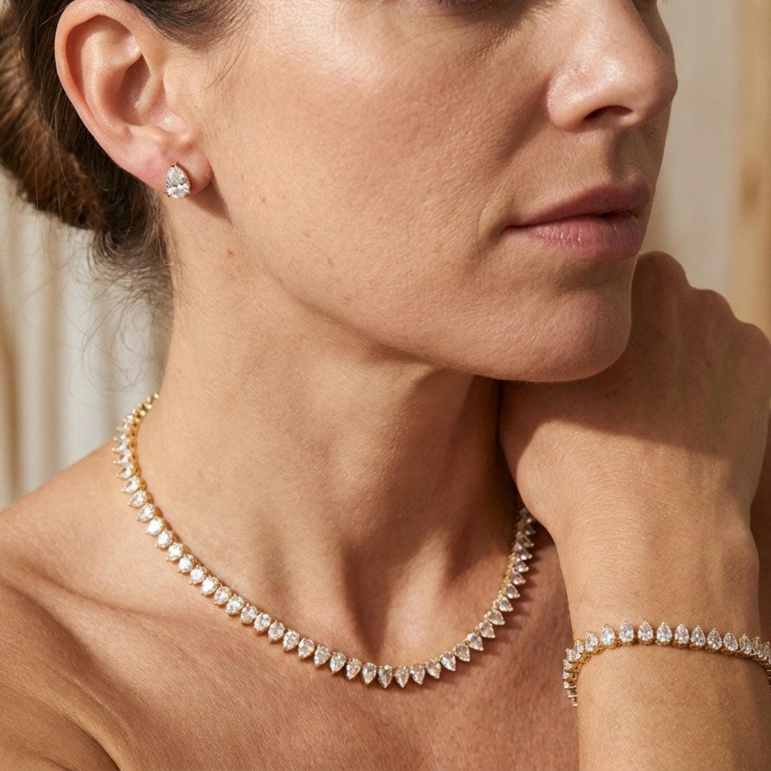 Beautiful Clear Round Cubic Zirconia Bridal Set