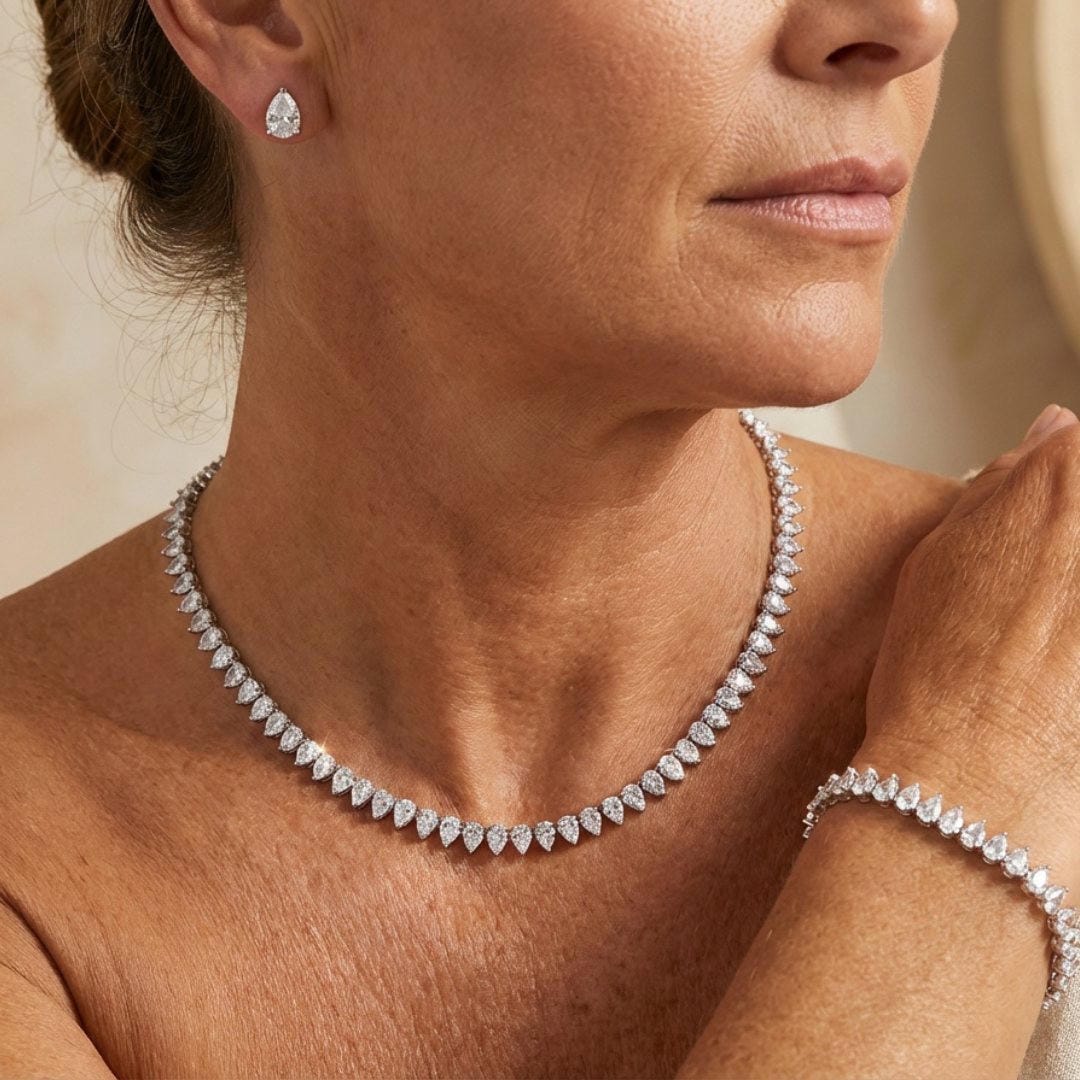 Beautiful Clear Round Cubic Zirconia Bridal Set