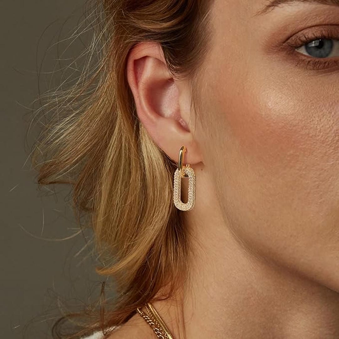 Retro Rhinestone Geometric Earrings