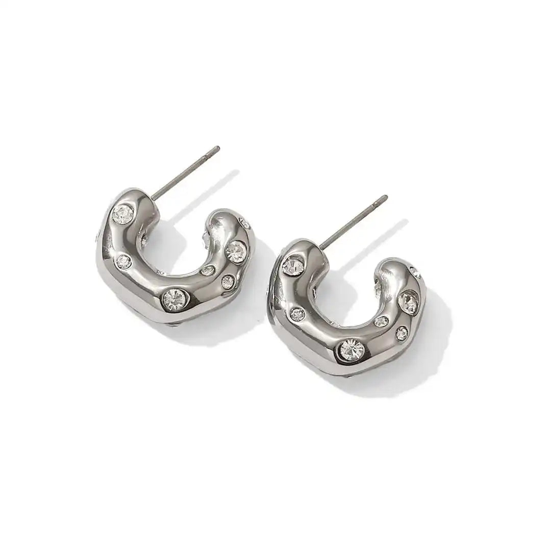 Sparkling Gold Zircon Circle Hoop Earrings