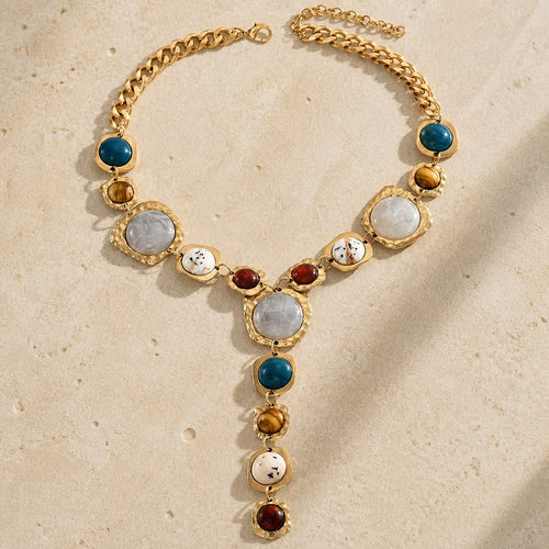 Boho Geometric Stone Charm Necklace