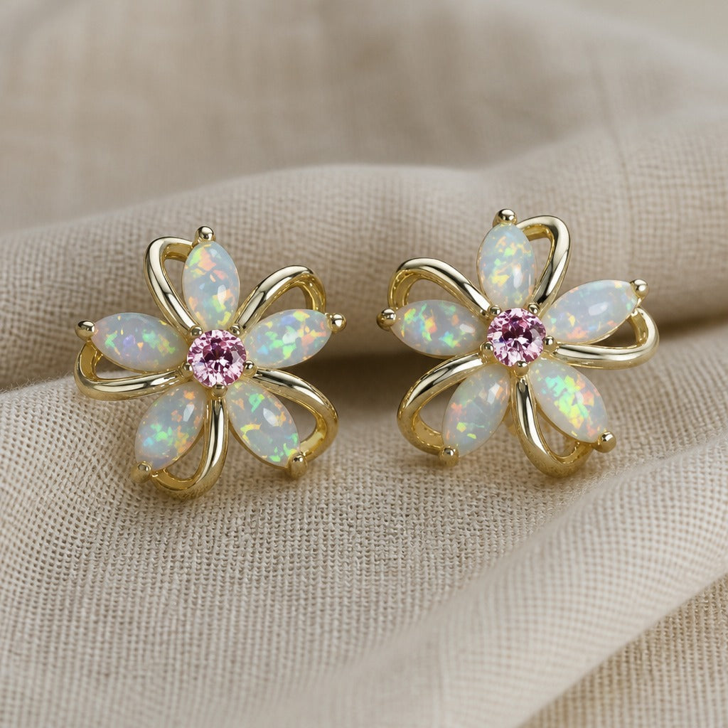 Dainty Opal Blossom Studs