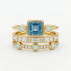 Vintage Blue Crystal Ring Set