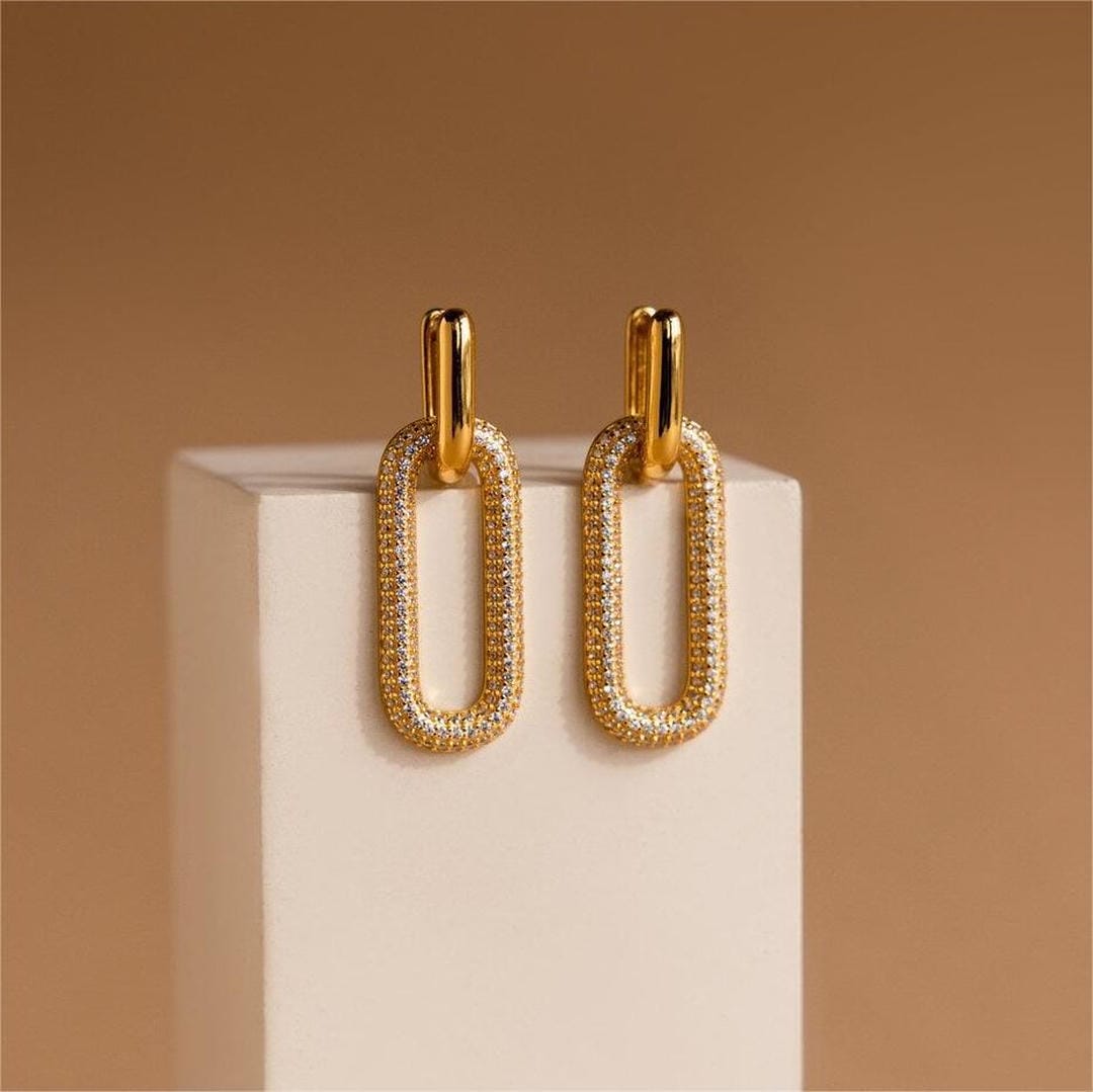 Retro Rhinestone Geometric Earrings