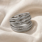 Layered Zirconia Crucifix Ring