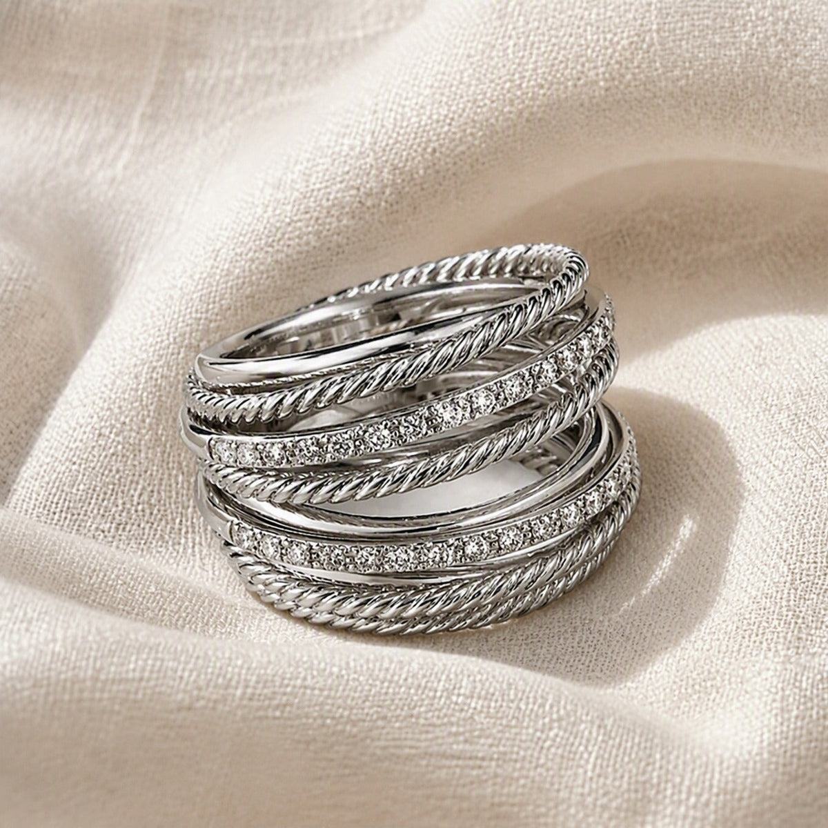 Layered Zirconia Crucifix Ring