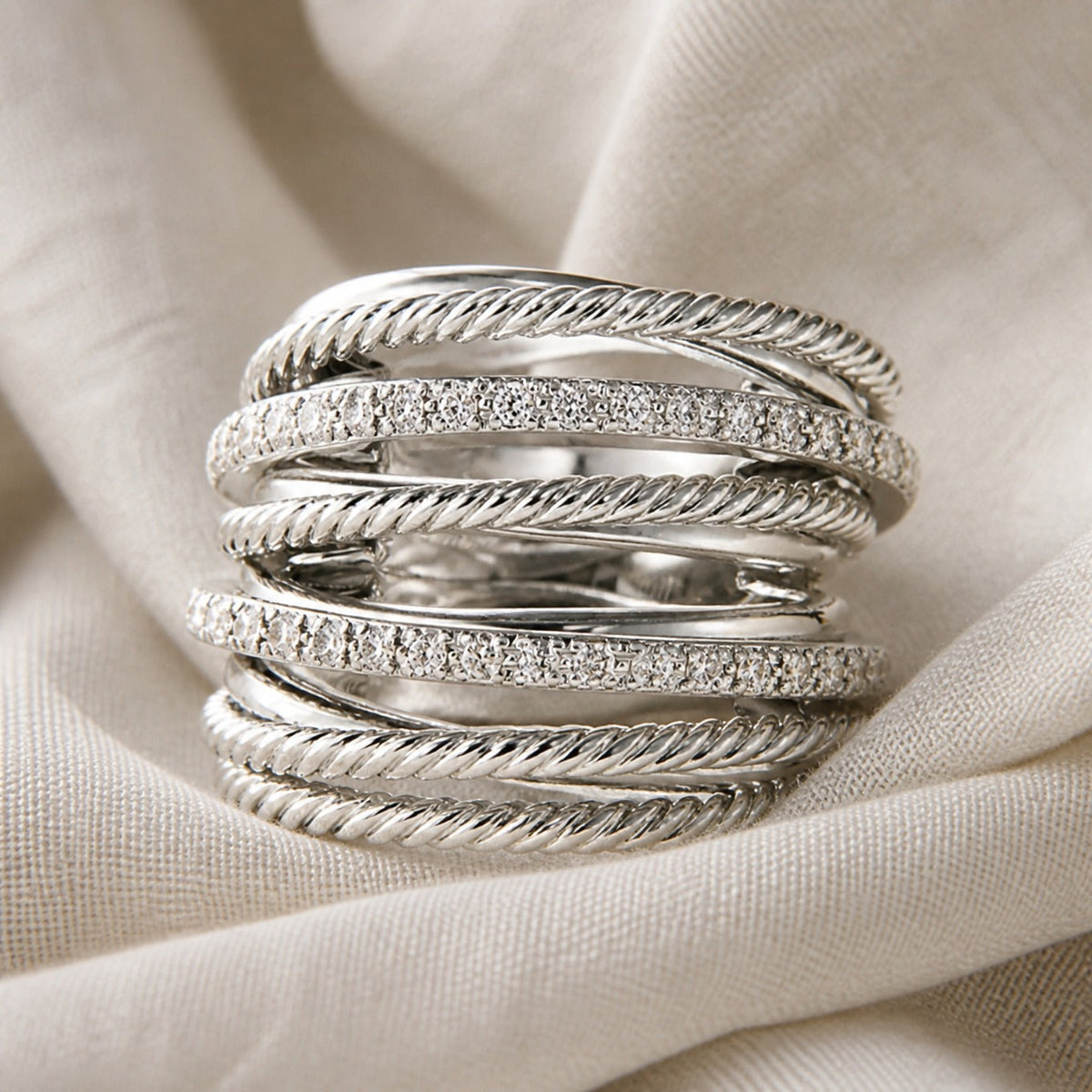 Layered Zirconia Crucifix Ring
