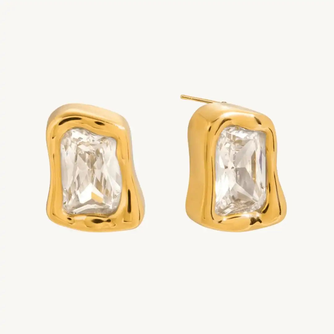 Timeless Gold Cubic Zirconia Square Earrings