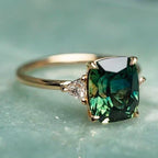 Vintage Inspired Green Gemstone Gold Ring
