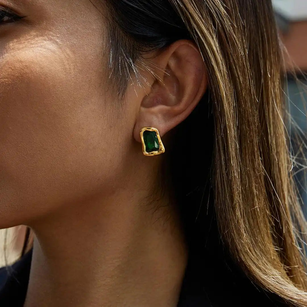 Timeless Gold Cubic Zirconia Square Earrings