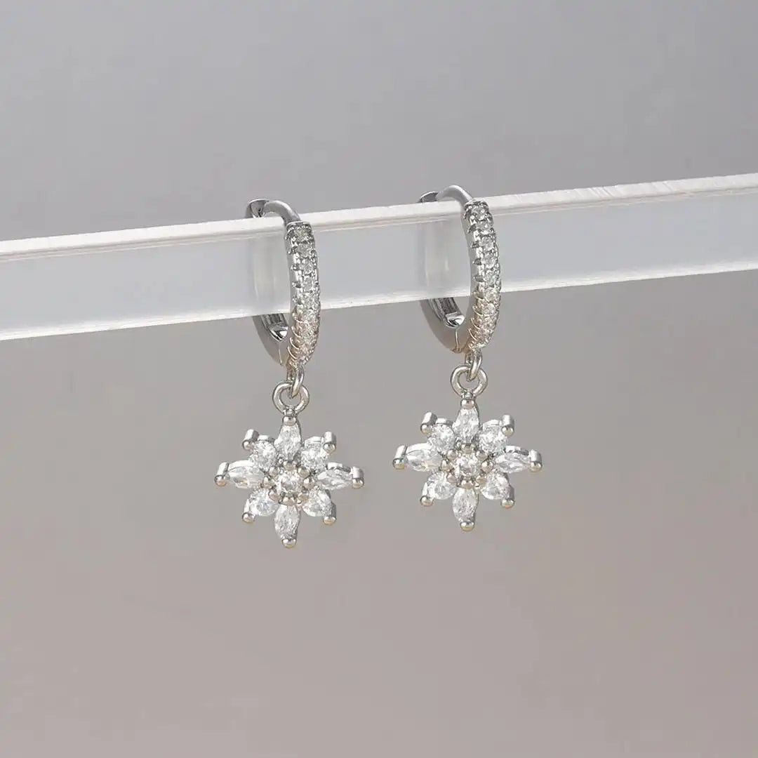 Classic Crystal Snowflake Dangle Earrings