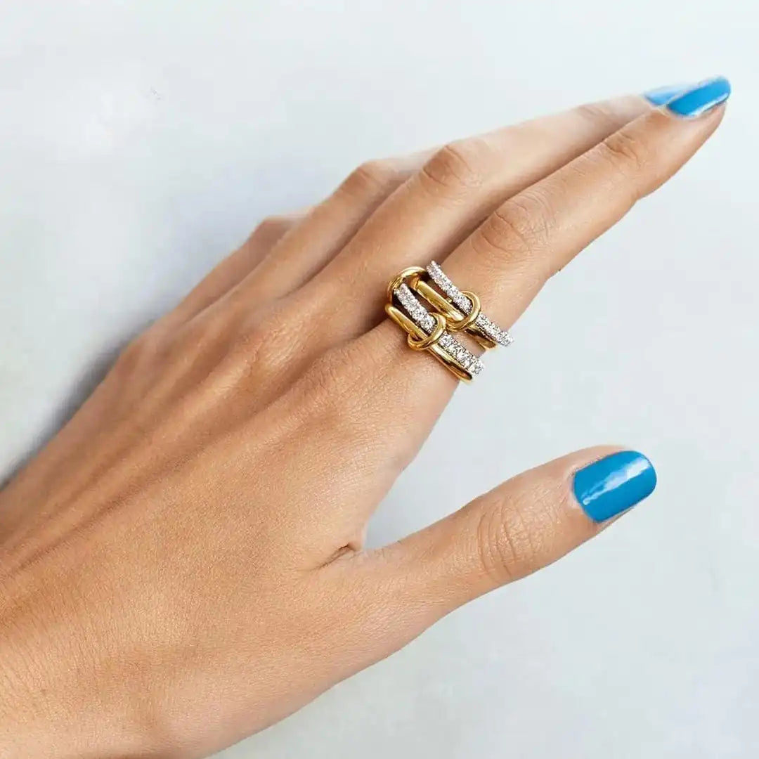 Woven Zirconia Ring Set