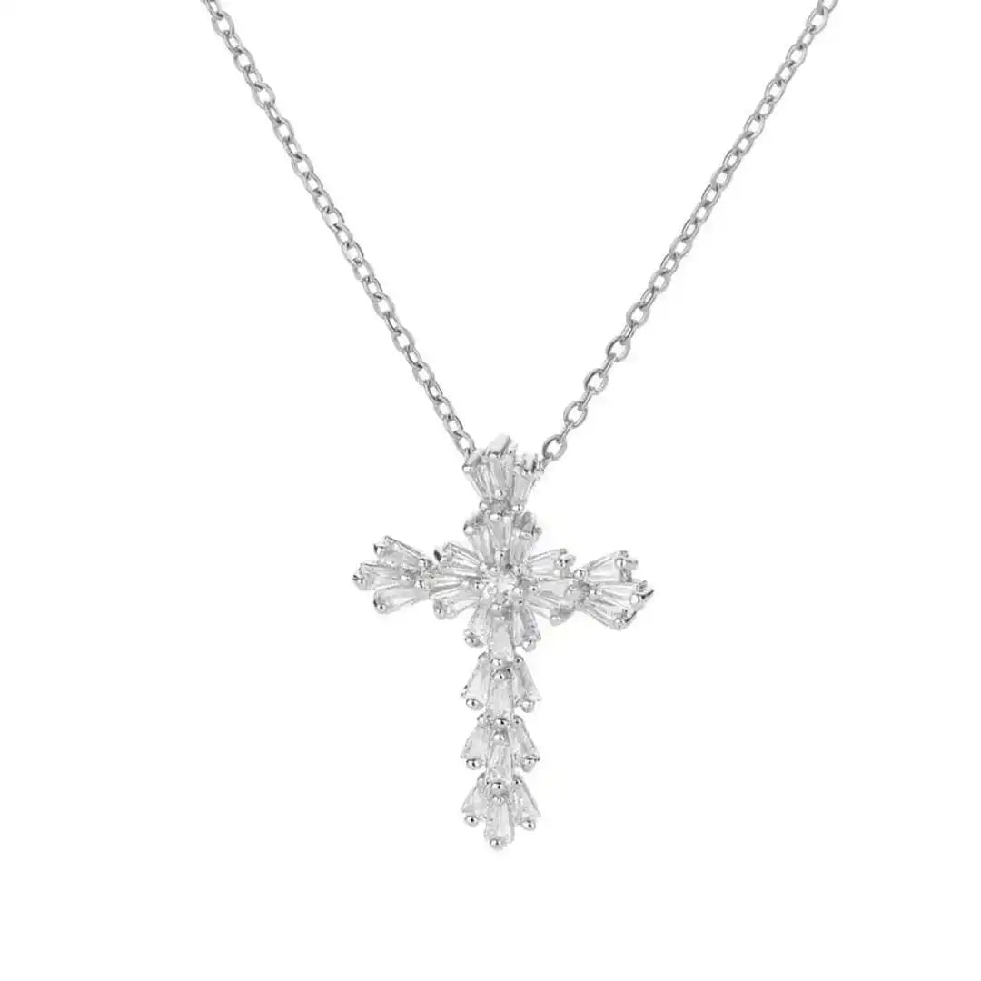 Timeless Silver Zirconia Crucifix Necklace