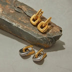 Minimalist Two-Tone Gold Oval Earrings
