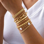 Stackable Bracelet Gold Pearl Set