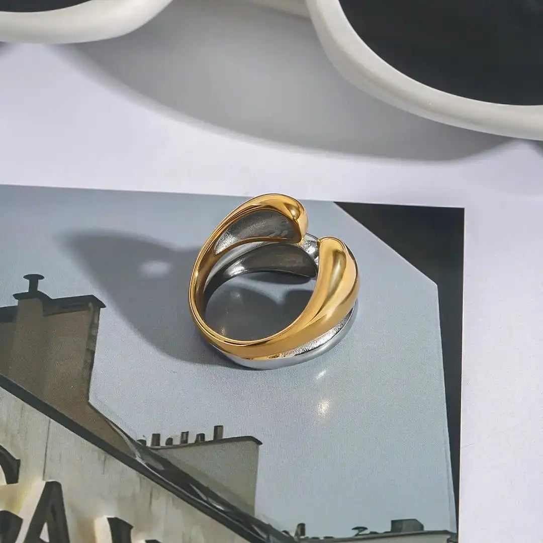 Two-Tone Gold Silver Stackable Ring