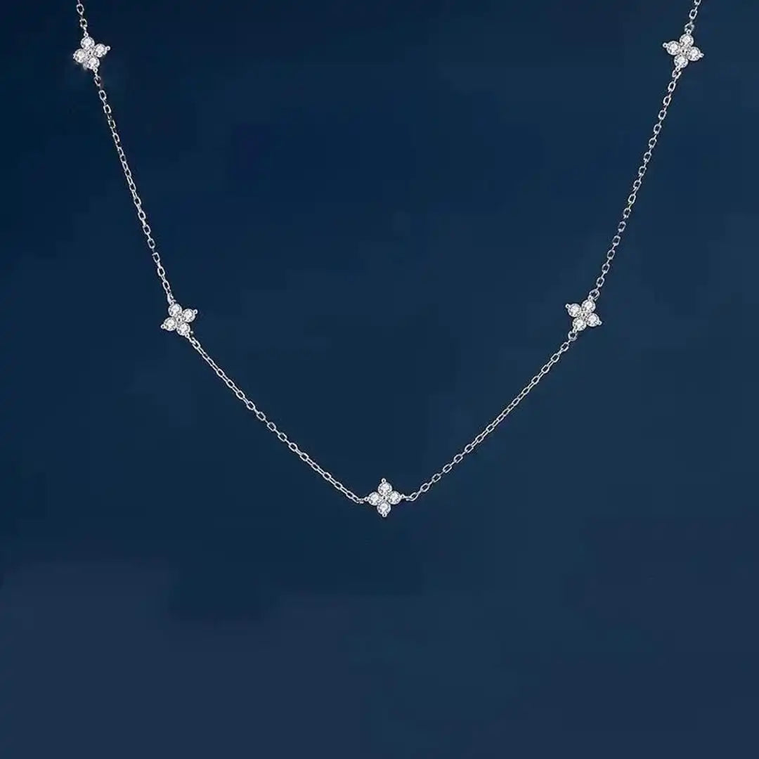 Beautiful Flower Inlaid Zirconia Necklace