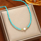 Baroque Turquoise Beaded Pearl Necklace