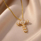 Timeless Silver Zirconia Crucifix Necklace