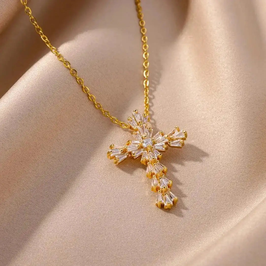 Timeless Silver Zirconia Crucifix Necklace