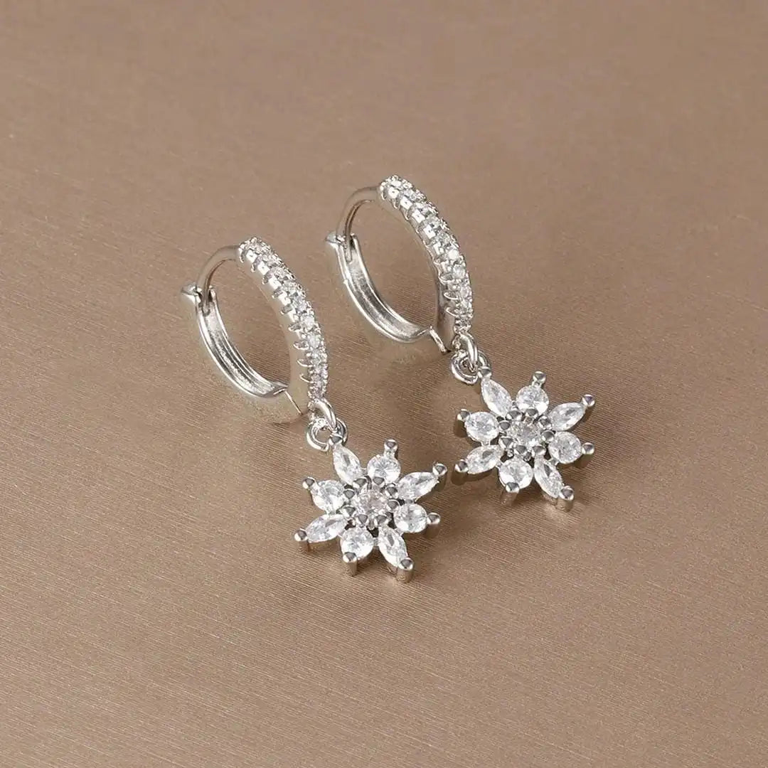 Classic Crystal Snowflake Dangle Earrings