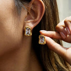 Timeless Gold Cubic Zirconia Square Earrings