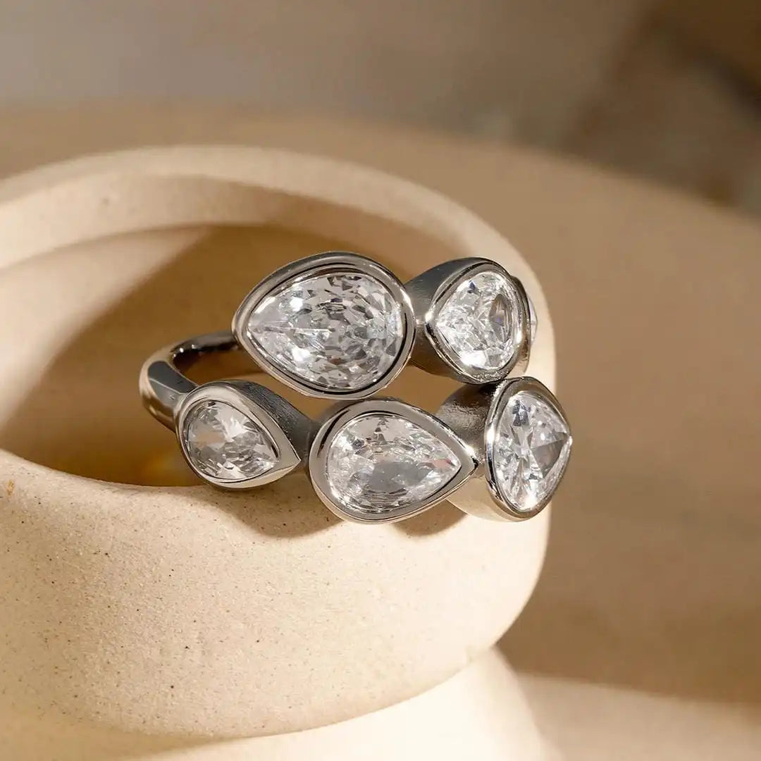 Five Stone Drop Cluster Ring