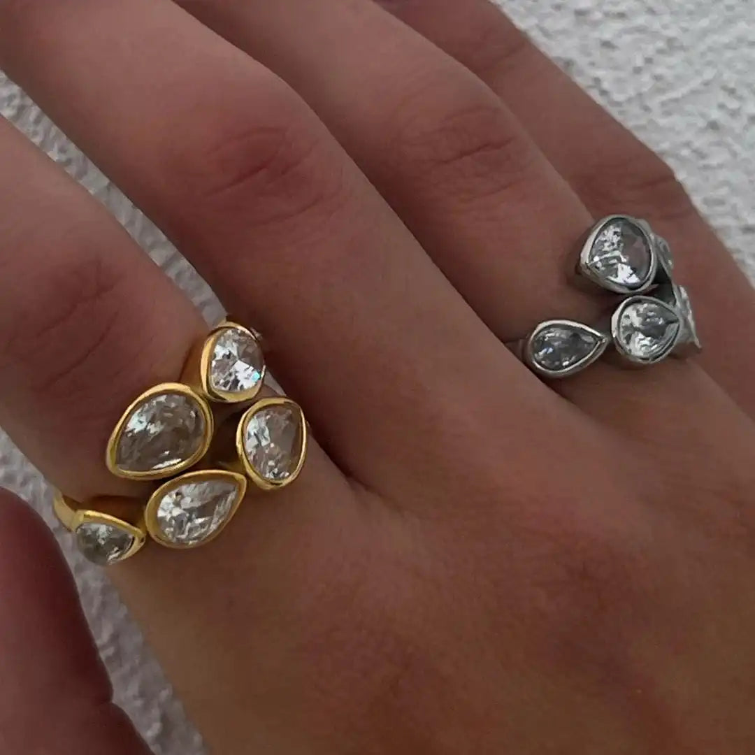 Five Stone Drop Cluster Ring