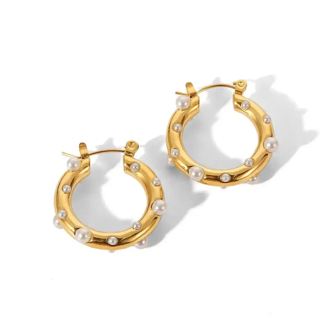 Sparkling Gold Zircon Circle Hoop Earrings