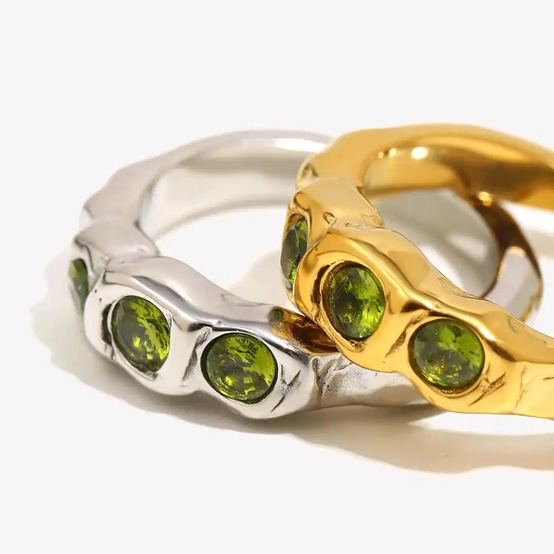 Vintage Gold Inlaid Gemstone Ring