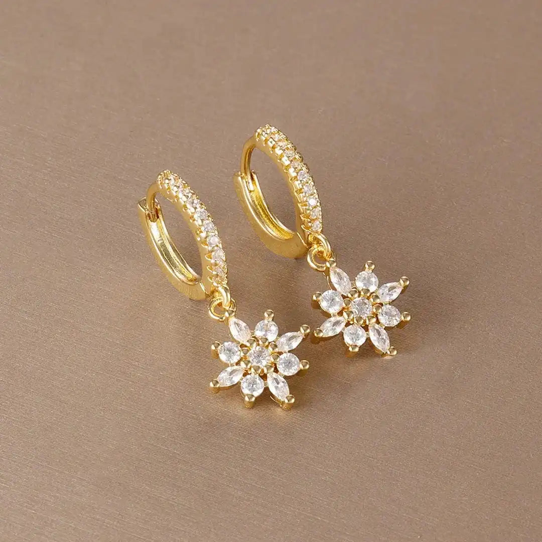 Classic Crystal Snowflake Dangle Earrings