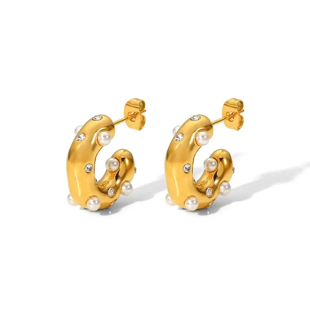 Sparkling Gold Zircon Circle Hoop Earrings