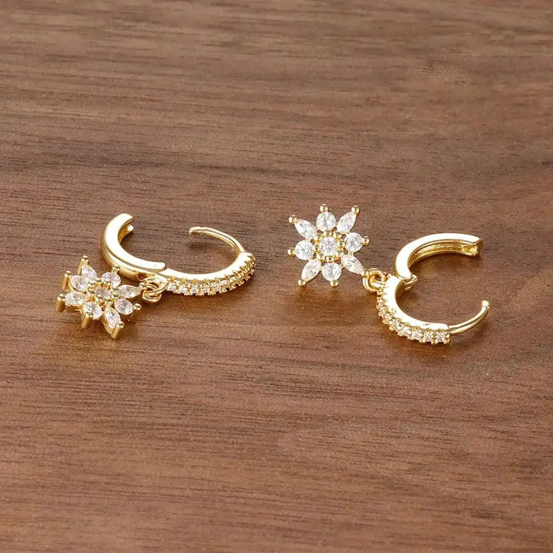 Classic Crystal Snowflake Dangle Earrings