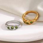 Vintage Gold Inlaid Gemstone Ring