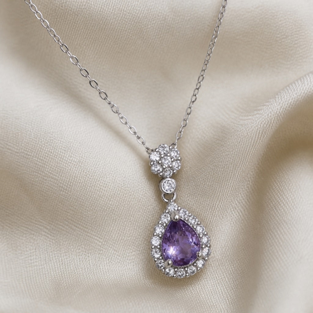 Solitaire Halo Pendant Necklace