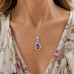 Solitaire Halo Pendant Necklace