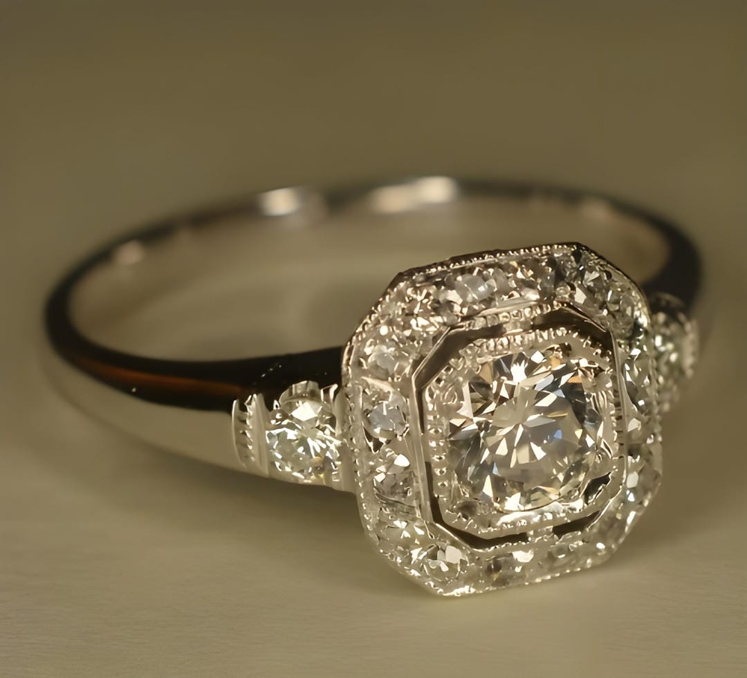 Vintage Crystal Silver Ring