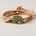 Leather Gemstone Wrap Bracelet